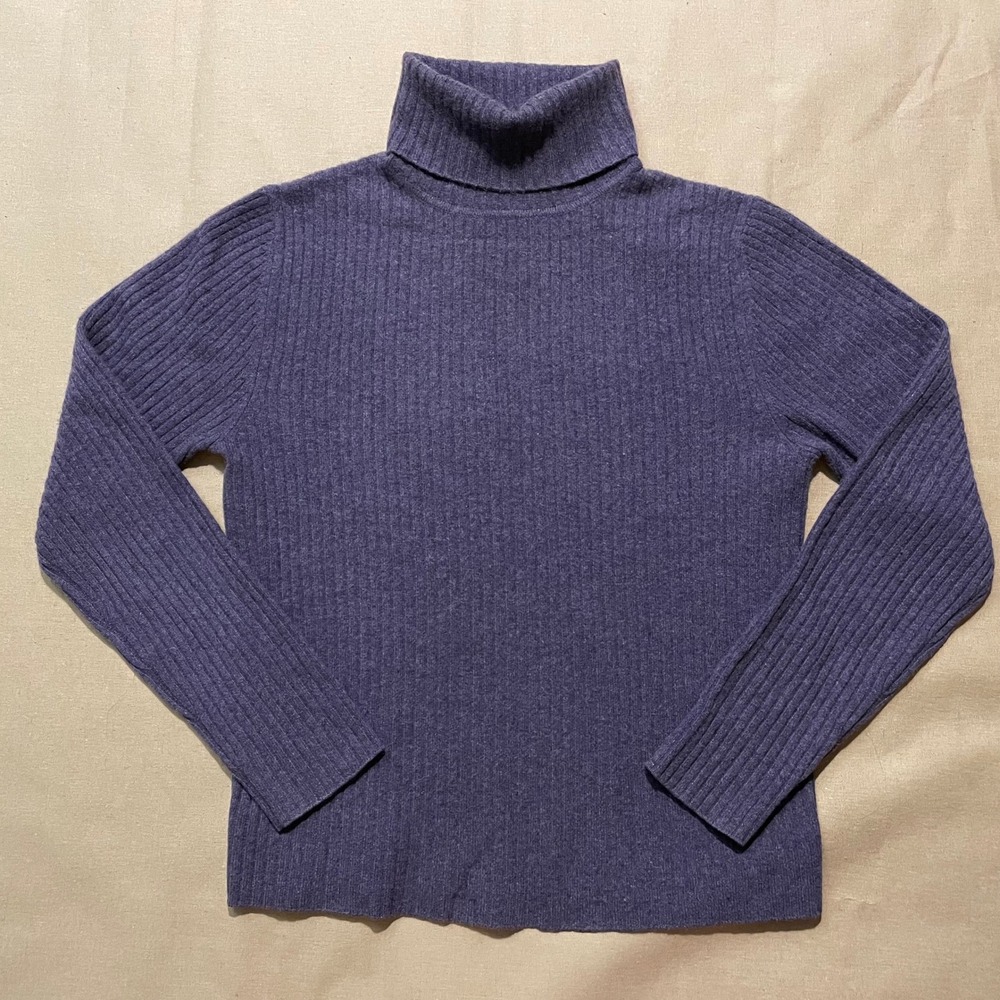 Vintage Valerie Stevens 100% Cashmere Turtleneck Sweater Sz M Purple Capsule